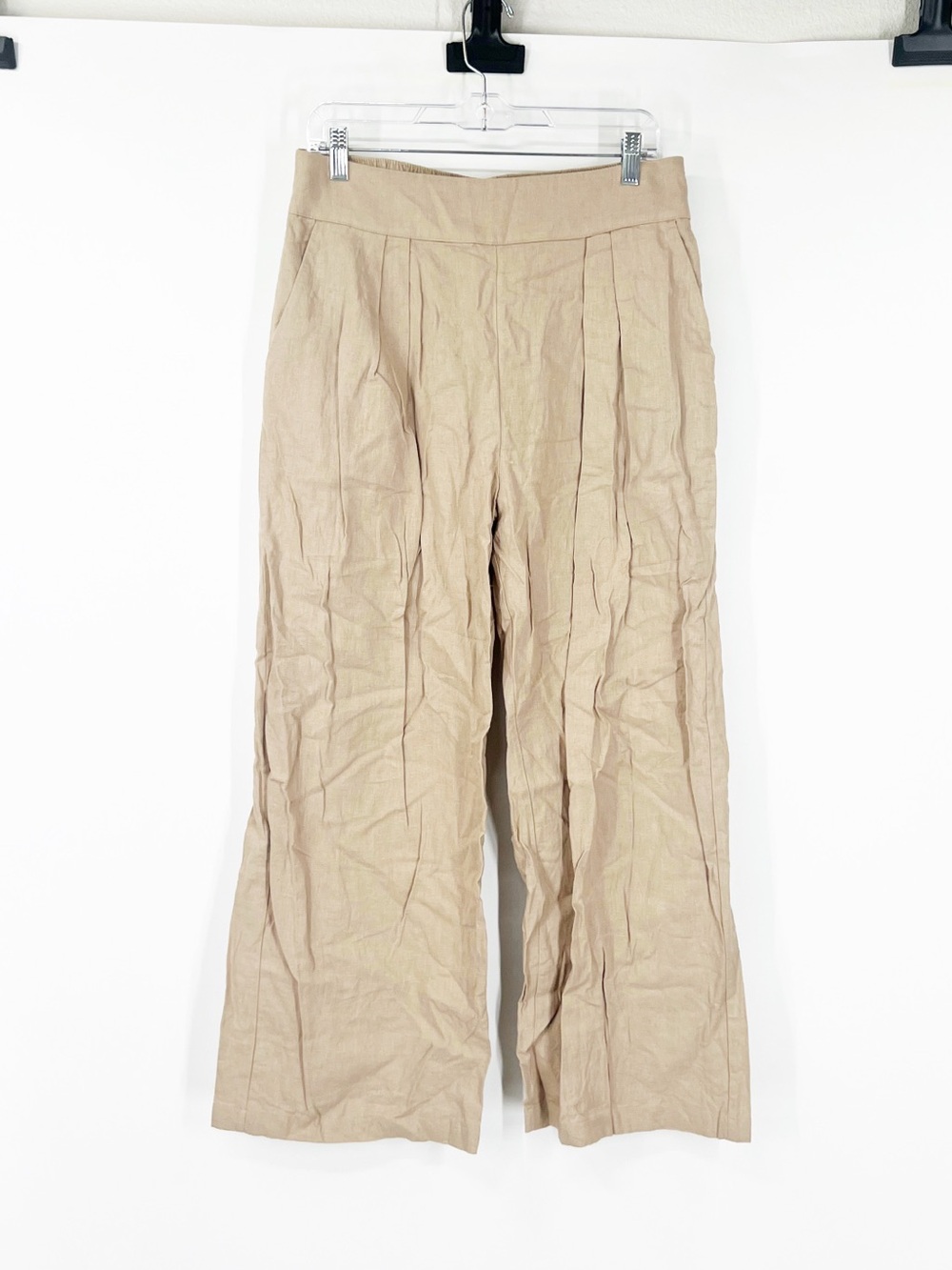 Abercrombie & Fitch Pleated High Rise Wide Leg Pants Linen Blend